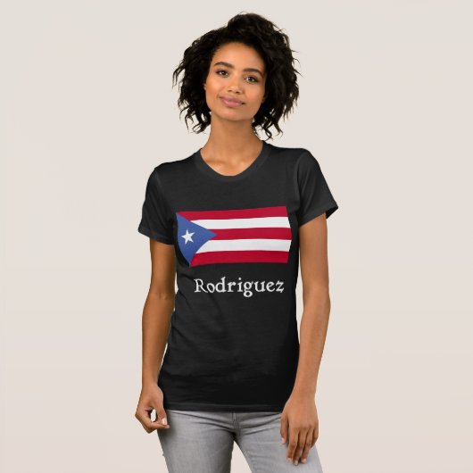 Rodriguez-Puertorikaner-Flagge T-Shirt (Vorne ganz)