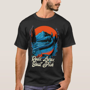 Rods Lures Boat Fish Hobby Seen Pastime Lagoon T-Shirt