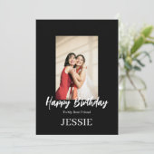 ROE Black & White Simple Birthday Best Friends Karte (Stehend Vorderseite)
