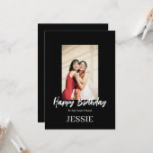 ROE Black & White Simple Birthday Best Friends Karte (Vorderseite/Rückseite Beispiel)