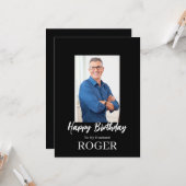 ROE Black & White Simple Birthday Husband Gruß Karte (Vorderseite/Rückseite Beispiel)