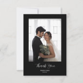 ROE Black & White Simple Foto Wedding Dankeskarte (Vorderseite)