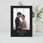 ROE Black & White Simple Foto Wedding Dankeskarte (Stehend Vorderseite)