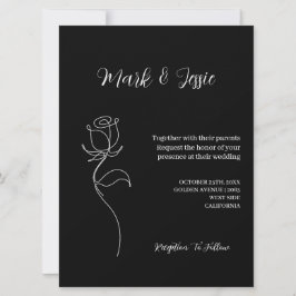 ROE Black & White Simple Wedding Einladung