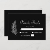 ROE Black & White Simple Wedding RSVP Karte (Vorne/Hinten)