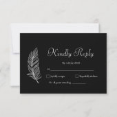 ROE Black & White Simple Wedding RSVP Karte (Vorderseite)