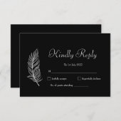 ROE Black & White Simple Wedding RSVP Karte (Vorne/Hinten)