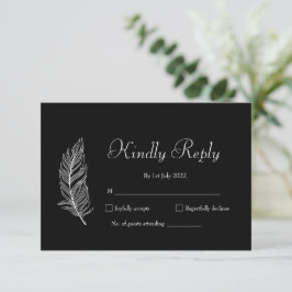 ROE Black & White Simple Wedding RSVP Karte