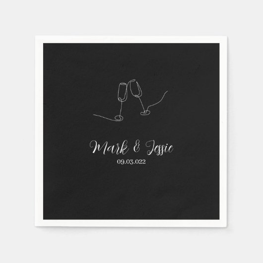 ROE Black & White Simple Wedding Serviette (Vorderseite)