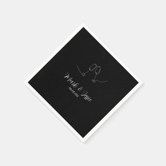 ROE Black & White Simple Wedding Serviette (Ecke)