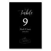 ROE Black & White Simple Wedding Tischnummer (Vorderseite)