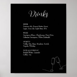 ROE Black & White Simple Weeding Drinks Unterschre Poster