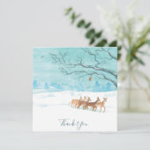 Roe Deer Group im Winter Dankeskarte (Stehend Vorderseite)
