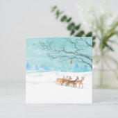 Roe Deer Group im Winter Feiertagskarte (Stehend Vorderseite)