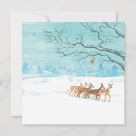 Roe Deer Group im Winter Feiertagskarte