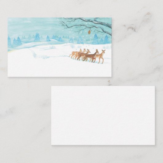 Roe Deer Group im Winter Mitteilungskarte (Vorne/Hinten)