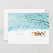 Roe Deer Group im Winter Postkarte (Vorne/Hinten)