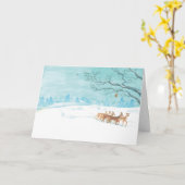 Roe Deer Group im Winter Schnee Landschaftsgrüße Karte (Gelbe Blume)