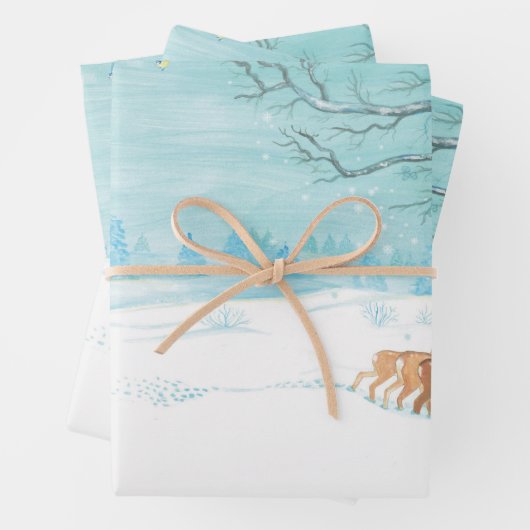 Roe Deer im Winter Geschenkpapier Set (Beispiel)