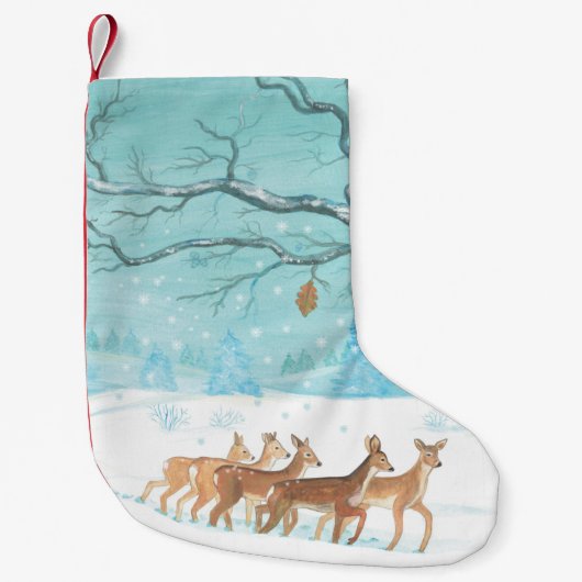 Roe Deer im Winter Kleiner Weihnachtsstrumpf (Vorderseite)