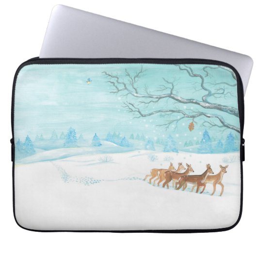 Roe Deer im Winter Laptopschutzhülle (Vorderseite)