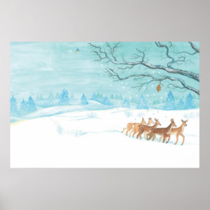 Roe Deer im Winter Poster
