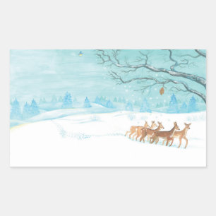 Roe Deer im Winter Rechteckiger Aufkleber