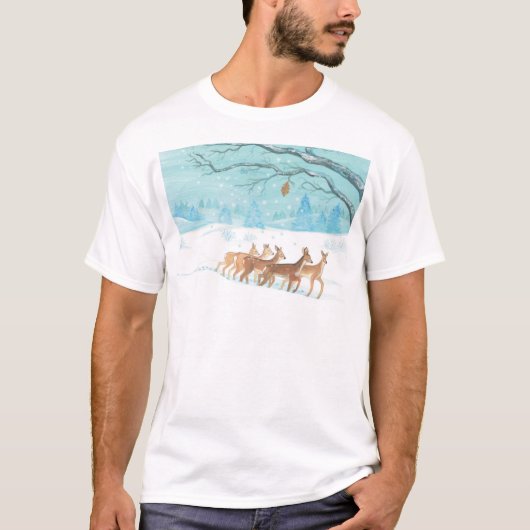 Roe Deer im Winter T-Shirt (Vorderseite)