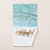 Roe Deer im Winterwald mit Schnee Badhandtuch Set (Handtuch)
