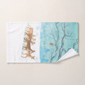 Roe Deer im Winterwald mit Schnee Badhandtuch Set (Handtuch)