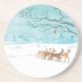 Roe Deer im Winterwald mit Schnee Getränkeuntersetzer (Vorne)