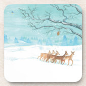 Roe Deer im Winterwald mit Schnee Getränkeuntersetzer (Vorderseite)