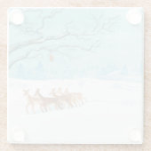 Roe Deer im Winterwald mit Schnee Glasuntersetzer (Rückseite)
