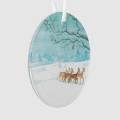 Roe Deer im Winterwald mit Schnee Ornament (Vorderseite)