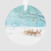 Roe Deer im Winterwald mit Schnee Ornament (Rückseite)