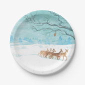 Roe Deer im Winterwald mit Schnee Pappteller (Vorderseite)