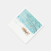 Roe Deer im Winterwald mit Schnee Serviette (Ecke)