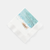 Roe Deer im Winterwald mit Schnee Serviette (Ecke)