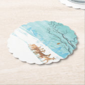 Roe Deer im Winterwald mit Schnee Untersetzer (angewinkelt)