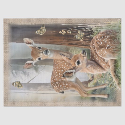 Roe Deer Redwood Wald Watercolor Seidenpapier (Vorderseite)