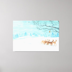 Roe Deer Winterschneelandschaft Leinwanddruck