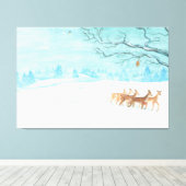 Roe Deer Winterschneelandschaft Leinwanddruck (Insitu (Holzboden))