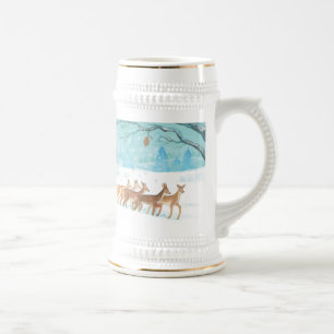 Roe Deer Winterschneewaldlandschaft Bierglas