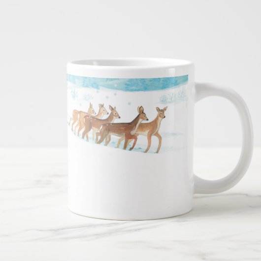Roe Deer Winterschneewaldlandschaft Jumbo-Tasse (Rechts)