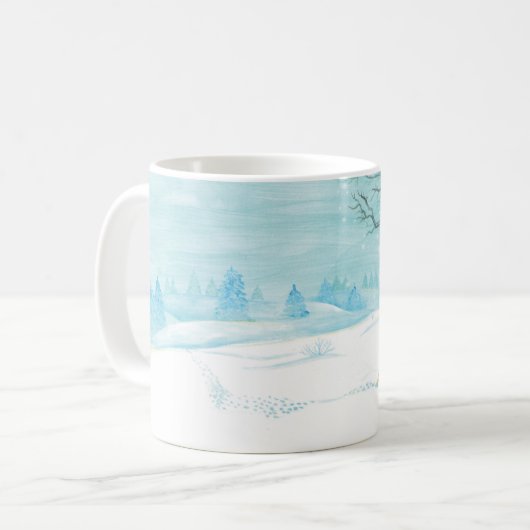 Roe Deer Winterschneewaldlandschaft Kaffeetasse (Vorderseite Links)