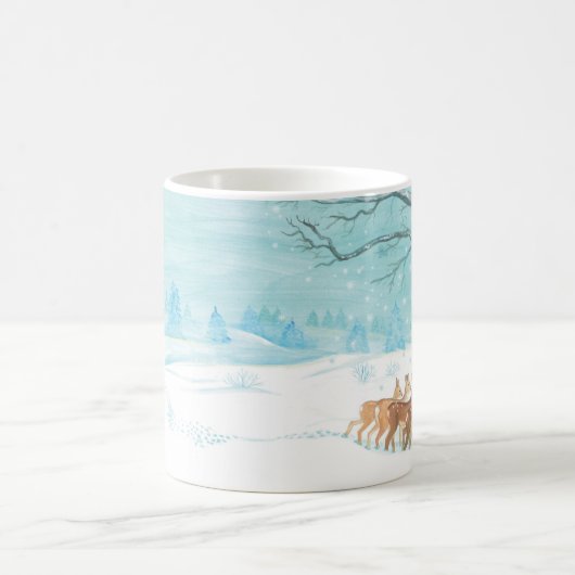Roe Deer Winterschneewaldlandschaft Kaffeetasse (Mittel)