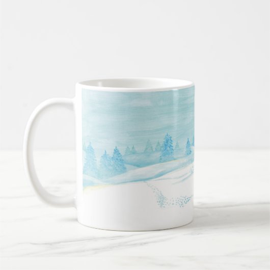 Roe Deer Winterschneewaldlandschaft Kaffeetasse (Links)