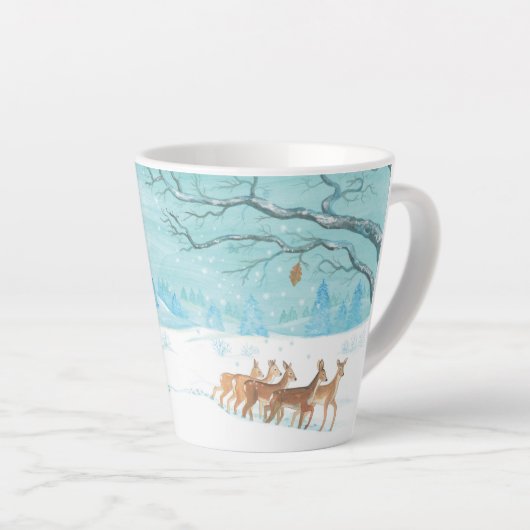 Roe Deer Winterschneewaldlandschaft Milchtasse (Rechte Ecke)