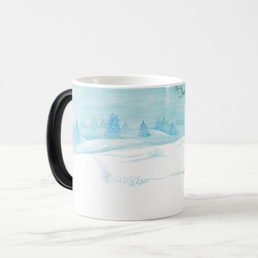 Roe Deer Winterschneewaldlandschaft Verwandlungstasse (Vorderseite Links)