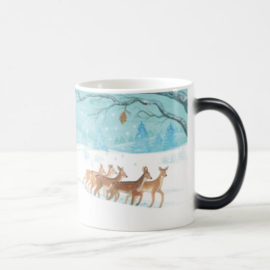 Roe Deer Winterschneewaldlandschaft Verwandlungstasse (Rechts)
